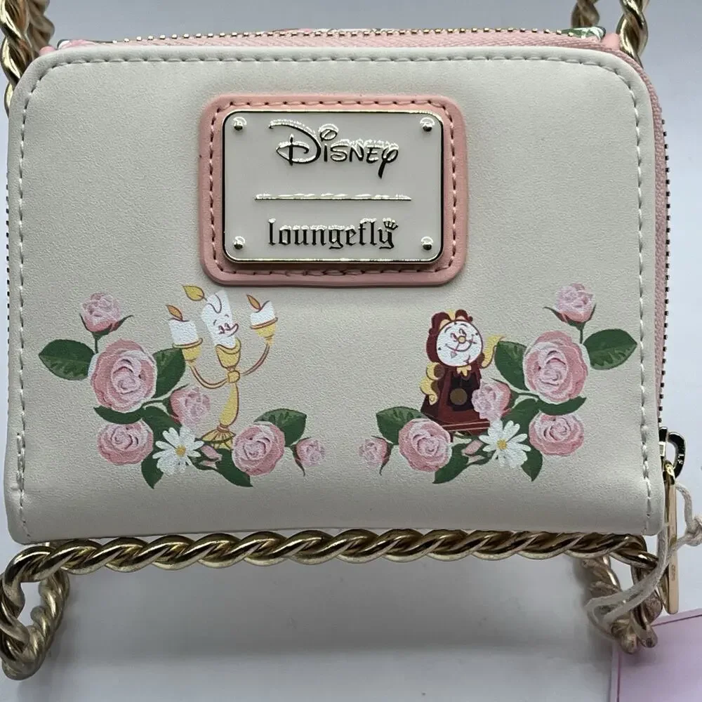 Loungefly Disney Beauty and the Beast Belle Small Zip Around Wallet Beige NWT